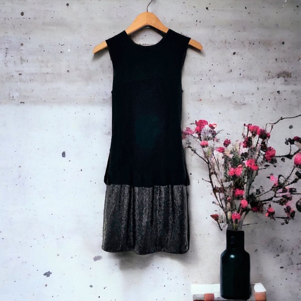 LIDA BADAY Black Jersey & Sequin Sleeveless Cocktail Dress Size Small